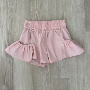 Pink Ruffle Running Shorts
